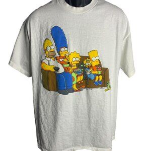 Vintage Men's 2002 The Simpson's Crewneck Short Sleeve Shirt Sz XL White